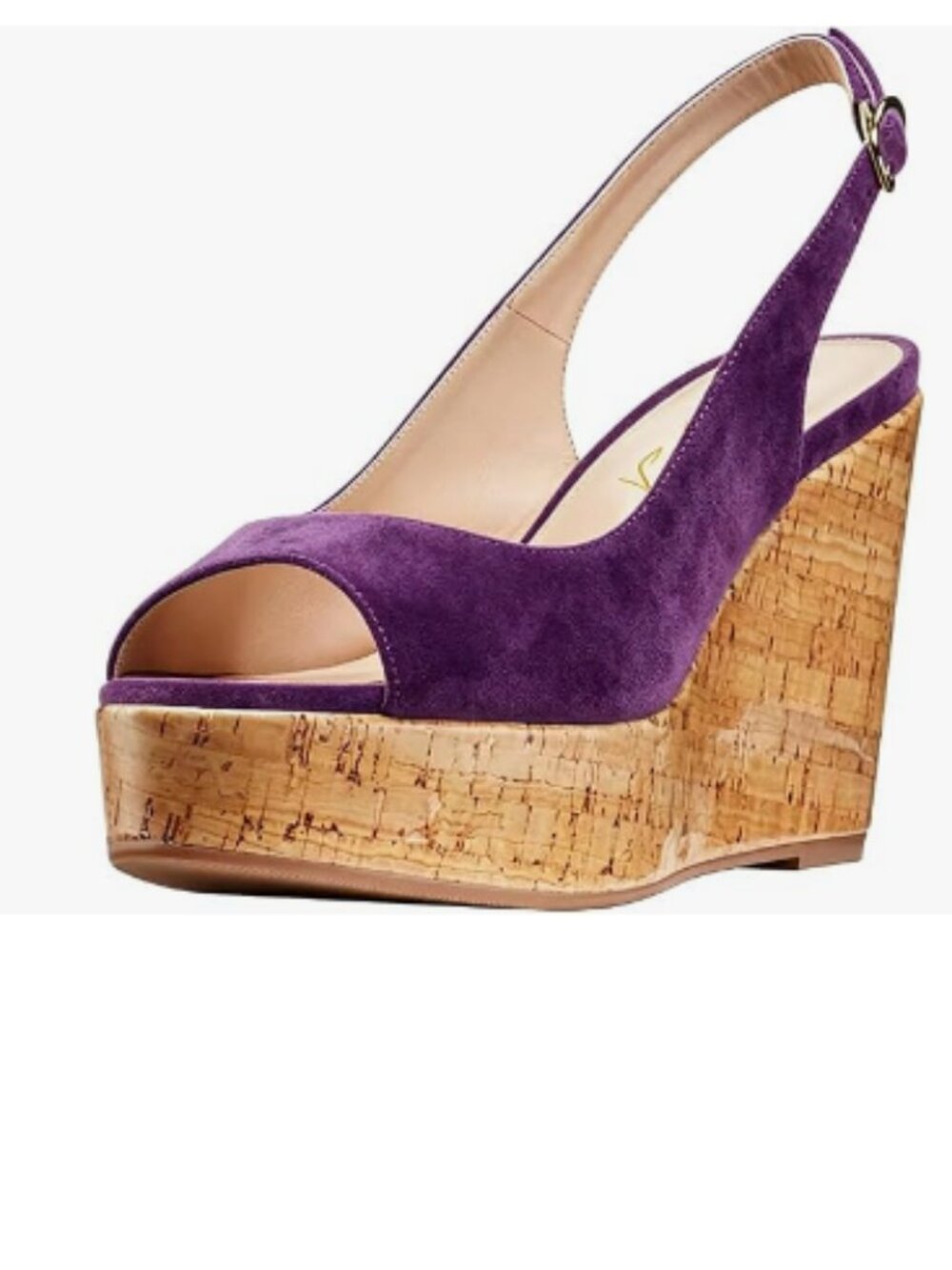 FOWT Purple Peep Toe Slingback Platform Wedge High Heel Buckle Open Toe Sandals